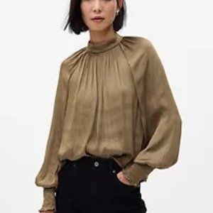 Satin Mockneck Shirt Large